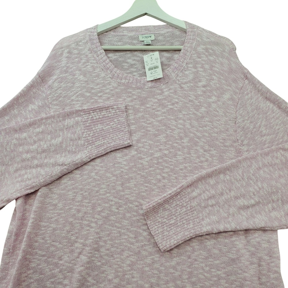 J.Crew Beach Sweater Womens 2X Pink Cotton Marled Knit Crewneck Long Sleeve